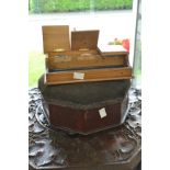 A Victorian footstool with original ceramic ball feet mahogany,
