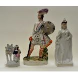 A group of Staffordshire figures including Queen Alexandra;