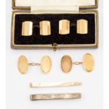 Two pairs of 9ct gold cufflinks,