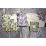 An Indian Edwardian small square cloth and six drink mats,