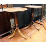 Two small mahogany round tripod wine tables