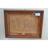 A late 19th Century lime wood frieze tablet, carved in relief with a procession of cupids,