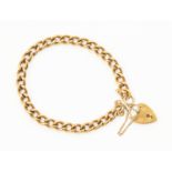 A 9ct yellow gold curb link bracelet with padlock clasp,
