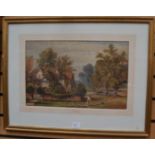 A watercolour of Manor Oak Farm, painted by Frank Thomas 1892, details to the reverse,