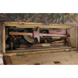 A chest of assorted interesting tools, grinder, large screwdrivers, a steel Barb, hand forged,