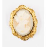 A cameo, unmarked yellow metal, probably 9ct gold, fancy surround, size approx 40 mm x 30 mm,