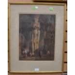19th Century Continental School watercolour of the inside of a Cathedral or church,