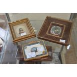 Small Palais Royal ivory and gilt metal oval miniature and two Parisian? school miniatures