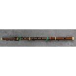 A Boxwood flute, six keys, indistinctly marked P...