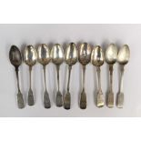 A collection of nine George III and later silver teaspoons, hallmarked for London, Sheffield,