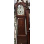 An early 19th Century oak and mahogany 30 hour longcase clock, the hood with a swan neck pediment,