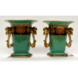 A pair of circa 1920's Noritake twin handled vases,