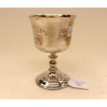 An Elizabeth II Sterling silver chalice, Birmingham 1972, the bowl with a gilt lined interior,