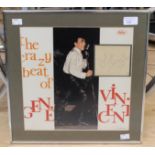 Gene Vincent signed on paper framed with picture