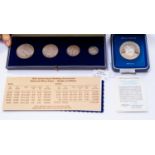 Jersey Royal wedding silver set 1972 in blue case, four coins,