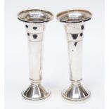 Two trumpet shaped vases, weighted bases, Sheffield 1937,