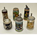 Six beer Steins,