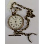 A Wallham silver cased pocket watch, Birmingham 1892, with silver Albert chain, 50 grams approx,