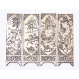 A series of four Oriental white metal tablets,