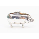 A Victorian silver pig pin cushion, Birmingham 1906,