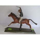 20th Century painted bronze figure of a race horse and jockey