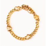 A 9ct gold ladies bracelet with heart shaped interspacers 9 grams