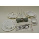 Set of ceramics, cutlery and glassware, one person's setting,