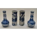 2 pairs of Chinese blue/white vases A/F