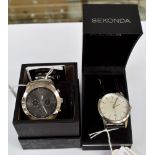 Two modern steel watches comprising a Next bracelet watch and Sekonda strap watch