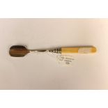 A Victorian stilton scoop, with reeded collar above ivory handle, London, 1863,