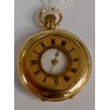 A 15ct yellow gold half hunter fob watch, case diameter approx 34mm, total gross weight approx.