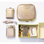 A cigarette case, Birmingham 1920; a fob style cigar cutter and blade,