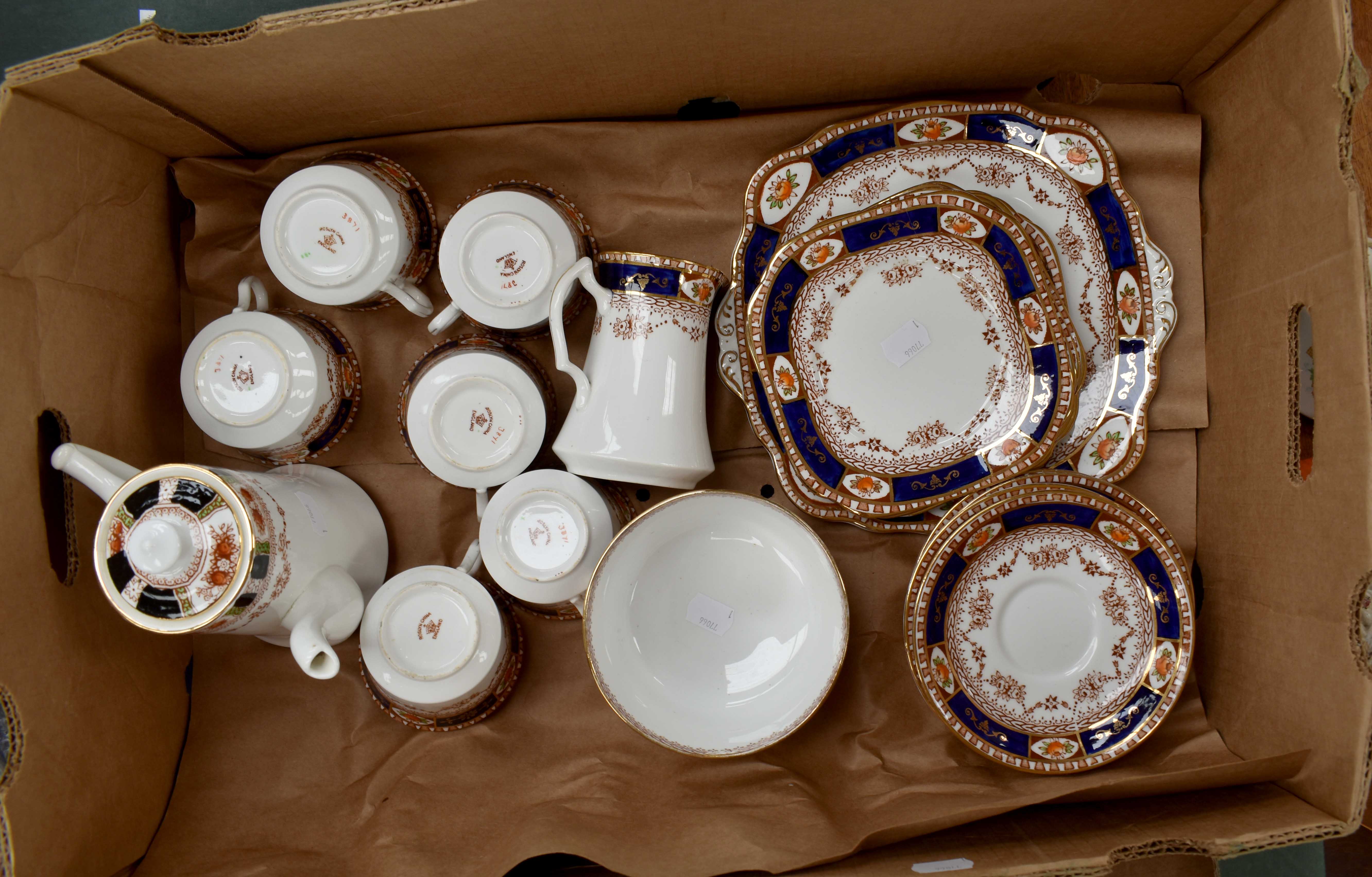 Roslyn china tea set, comprising of; teapot, sugar, milk, six cups and saucers, plates,