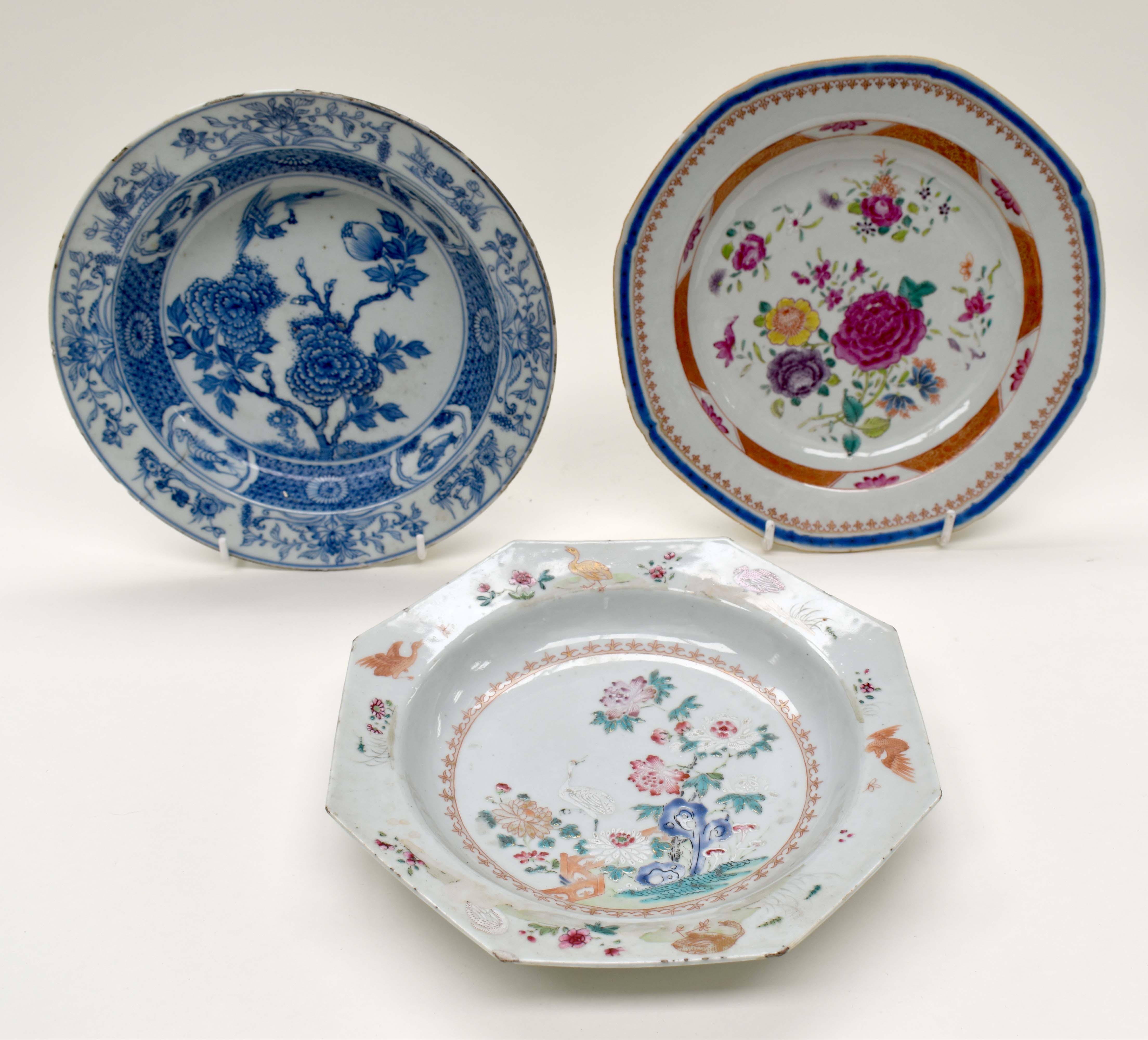 Three Chinese porcelain plates