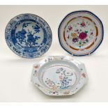 Three Chinese porcelain plates