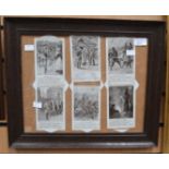 A framed WWI interest set of post cards;