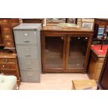 1960-70's metal filing cabinet along with mid 20th Century display cabinet