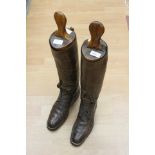 Pair of long leather riding boots, size 7,