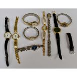 A collection of various ladies dress watches to two vintage ladies bracelet watches,