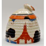 Clarice Cliff for Newport Pottery, a small Summerhouse beehive honey pot, Bizarre mark, 7.