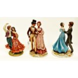 Three Capodimonte figure groups, comprising Spanish Dancers, The Promenade and Anniversary Waltz,