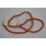 Single strand coral necklace,