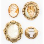 Four Victorian brooch comprising cameo and swivel