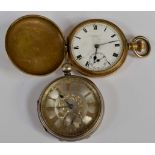 A gold plated Russell & Son Liverpool hunter pocket watch a/f case diameter approx 48mm,