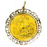 A Victoria 22ct gold two pound coin, 1887, Jubilee head, in a 9ct pendant mount, 20.