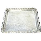 A Chinese white metal shallow square tray, early 20th Century,