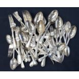 A George V Sterling silver part canteen of cutlery, London 1913, comprising 12 table spoons,