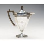 A George V silver hot water/coffee pot,