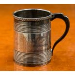 A late George III mug with later engraving, London 1820, makers mark for Stephen Adams, approx 3.