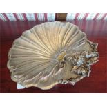 An American large white metal scallop form dish, by Reed & Barton,